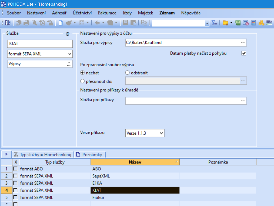 POHODA - Nastavenie Homebanking služby