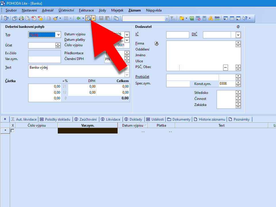 POHODA - Spustenie importu výpisov