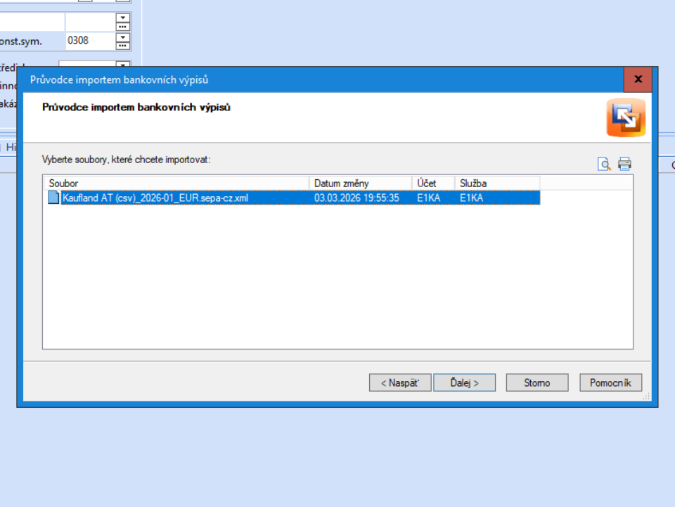 POHODA - Výber súborov na import