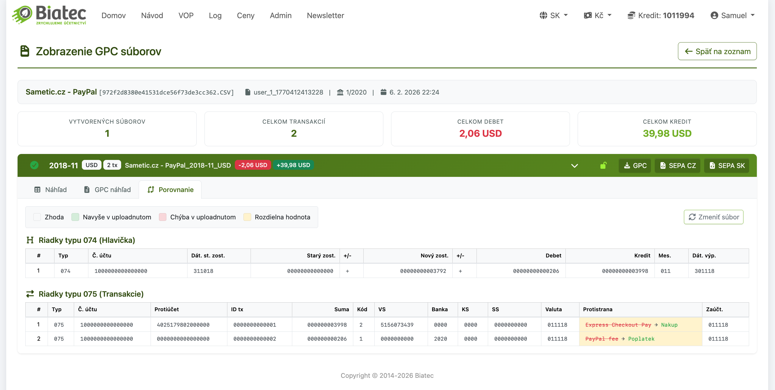 Farebne porovnanie GPC